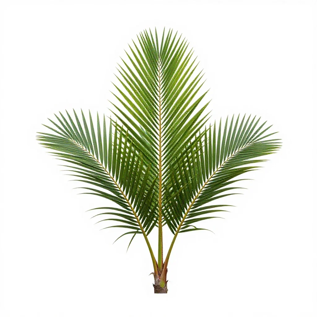 Nikau palm frond isolated on a white background