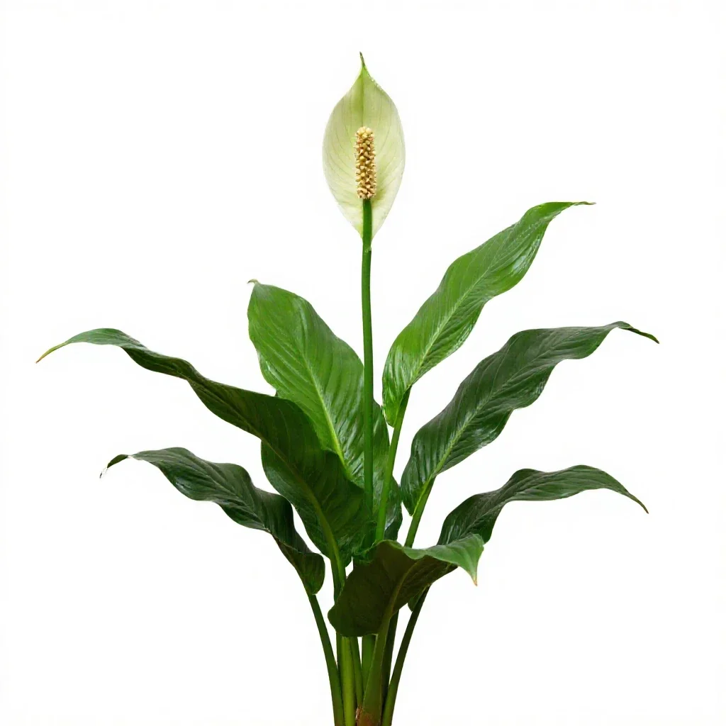 Peace lily in bloom isolated on a white background