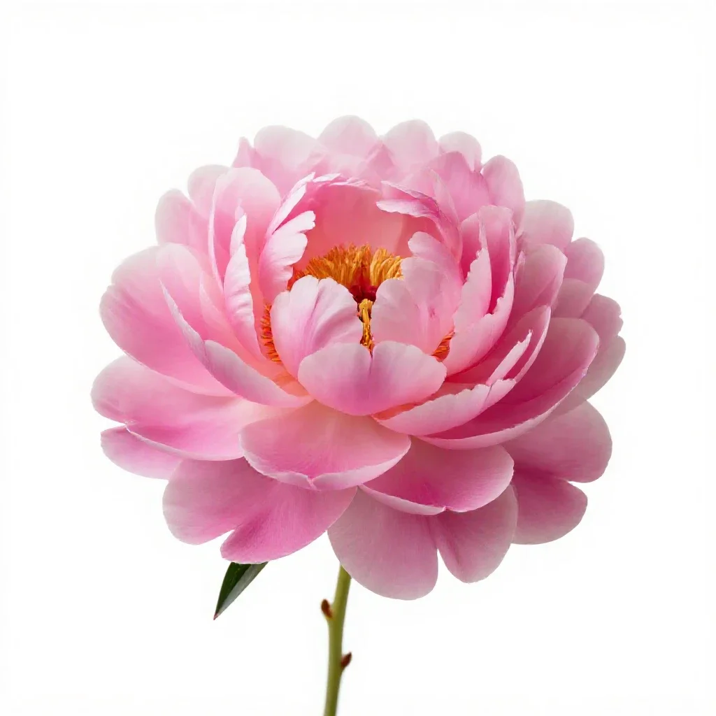 Peony in full bloom isolated on a white background