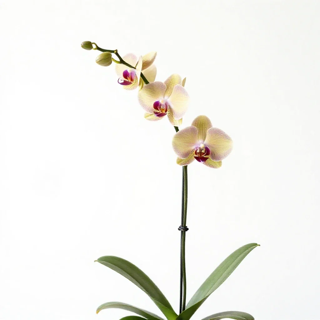 Orchid with arching stems isolated on a white background