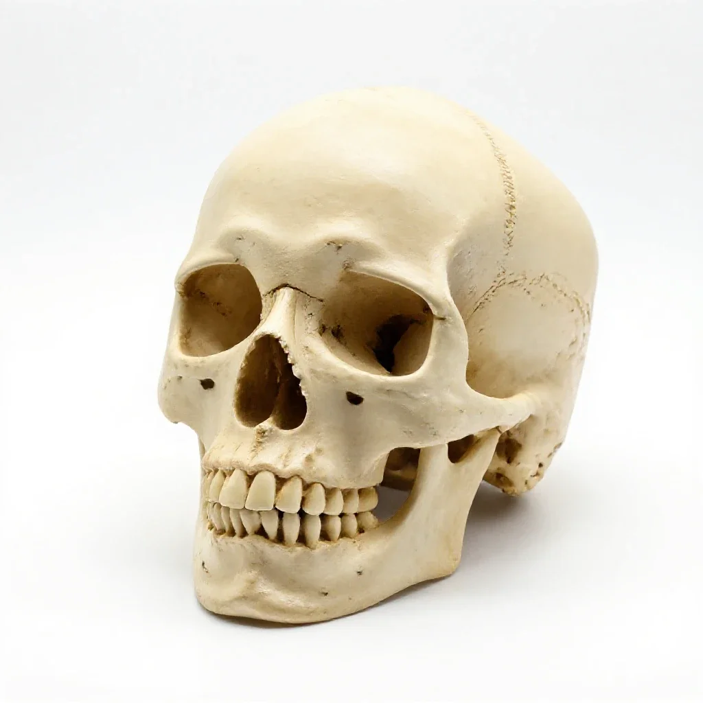 Human skull anatomical model isolated on a white background