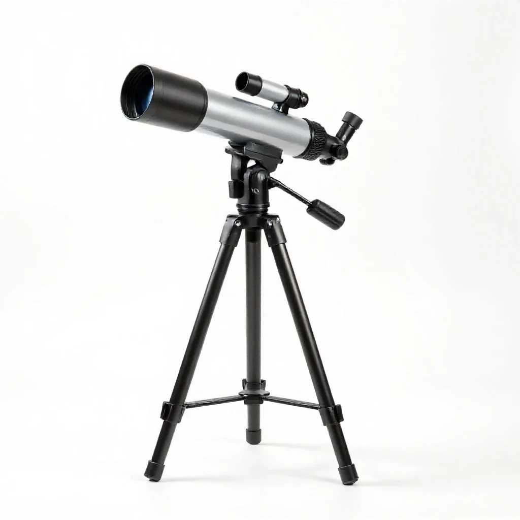 Refracting telescope isolated on a white background