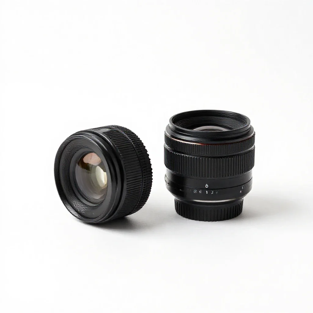Set of lens elements isolated on a white background