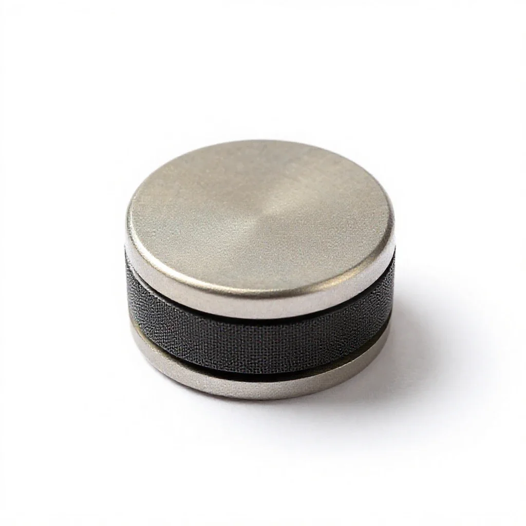 Holographic projector puck isolated on a white background