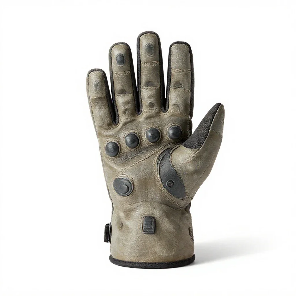 Powered exosuit gauntlet isolated on a white background