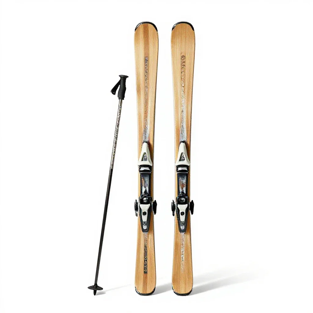 Pair of skis with poles isolated on a white background
