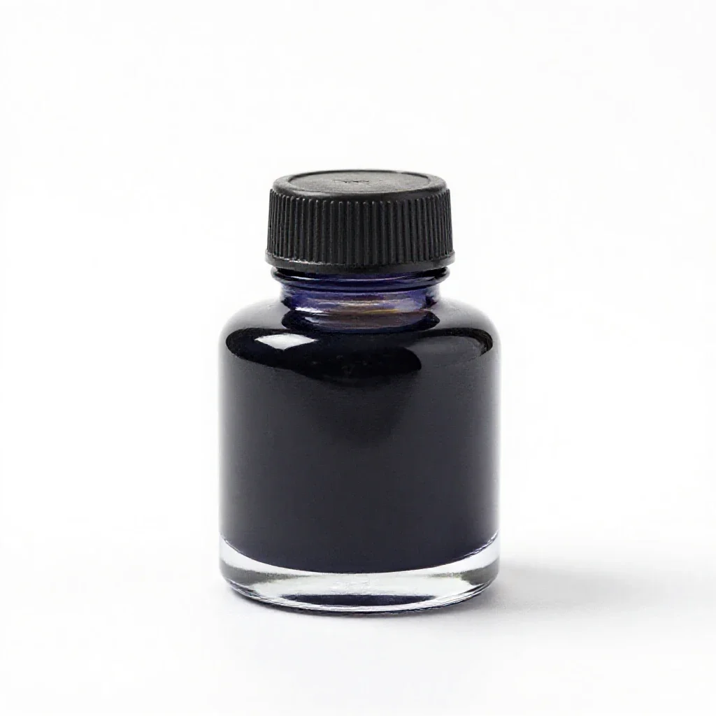 Bottle of india ink isolated on a white background