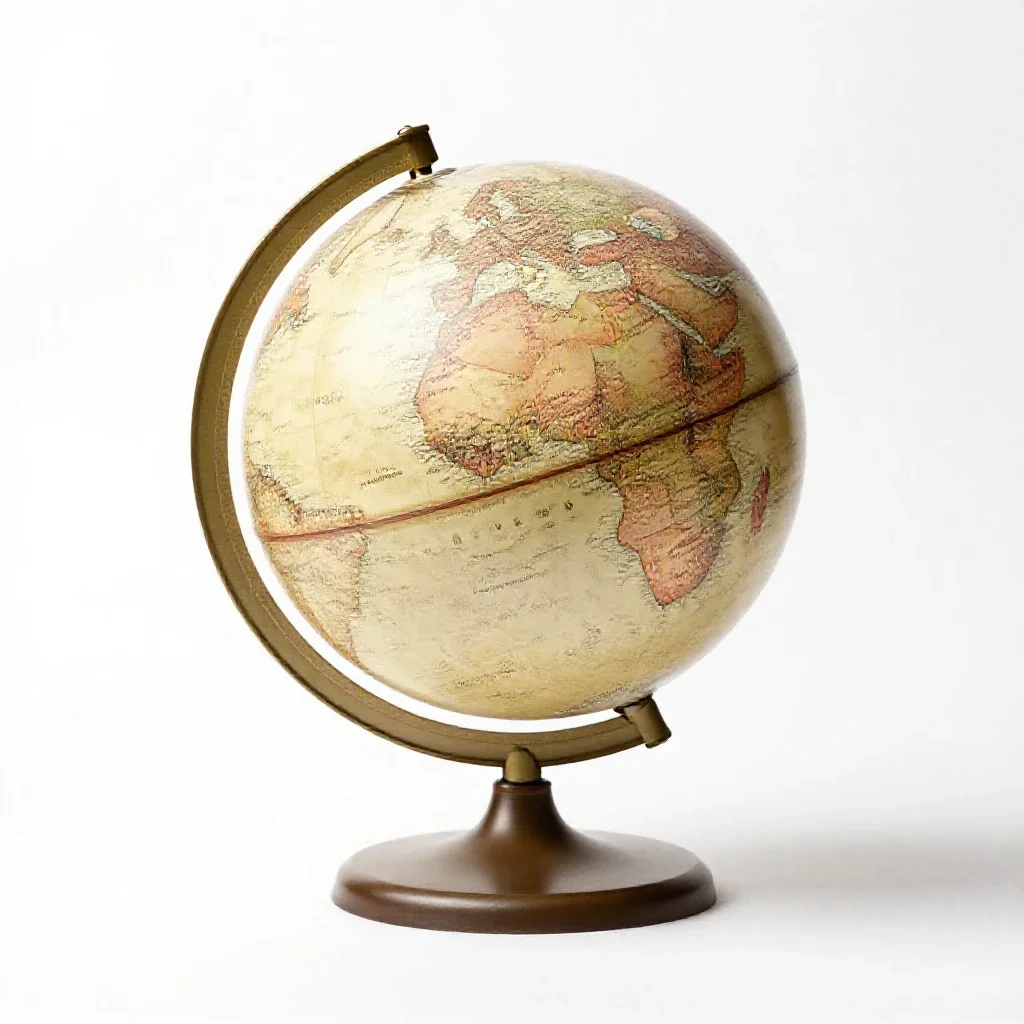 Globe on a stand isolated on a white background
