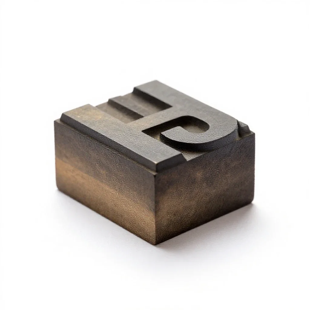 Letterpress type block isolated on a white background
