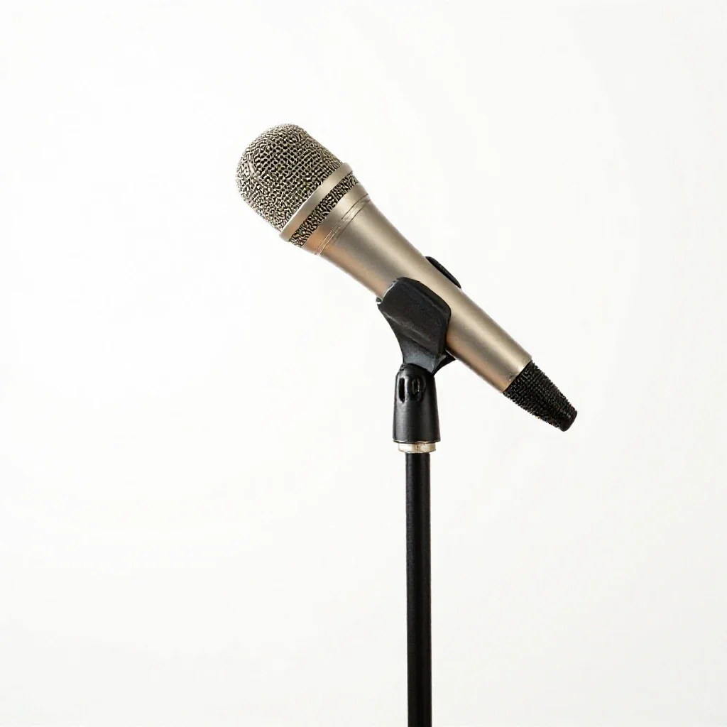 Boom microphone on a stand isolated on a white background