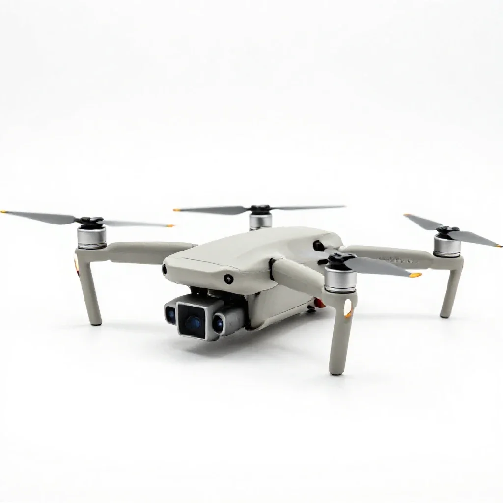 Drone with folded arms isolated on a white background