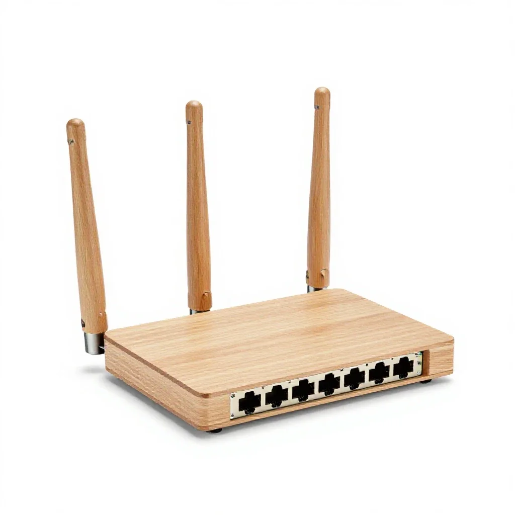 Network router with antennas isolated on a white background