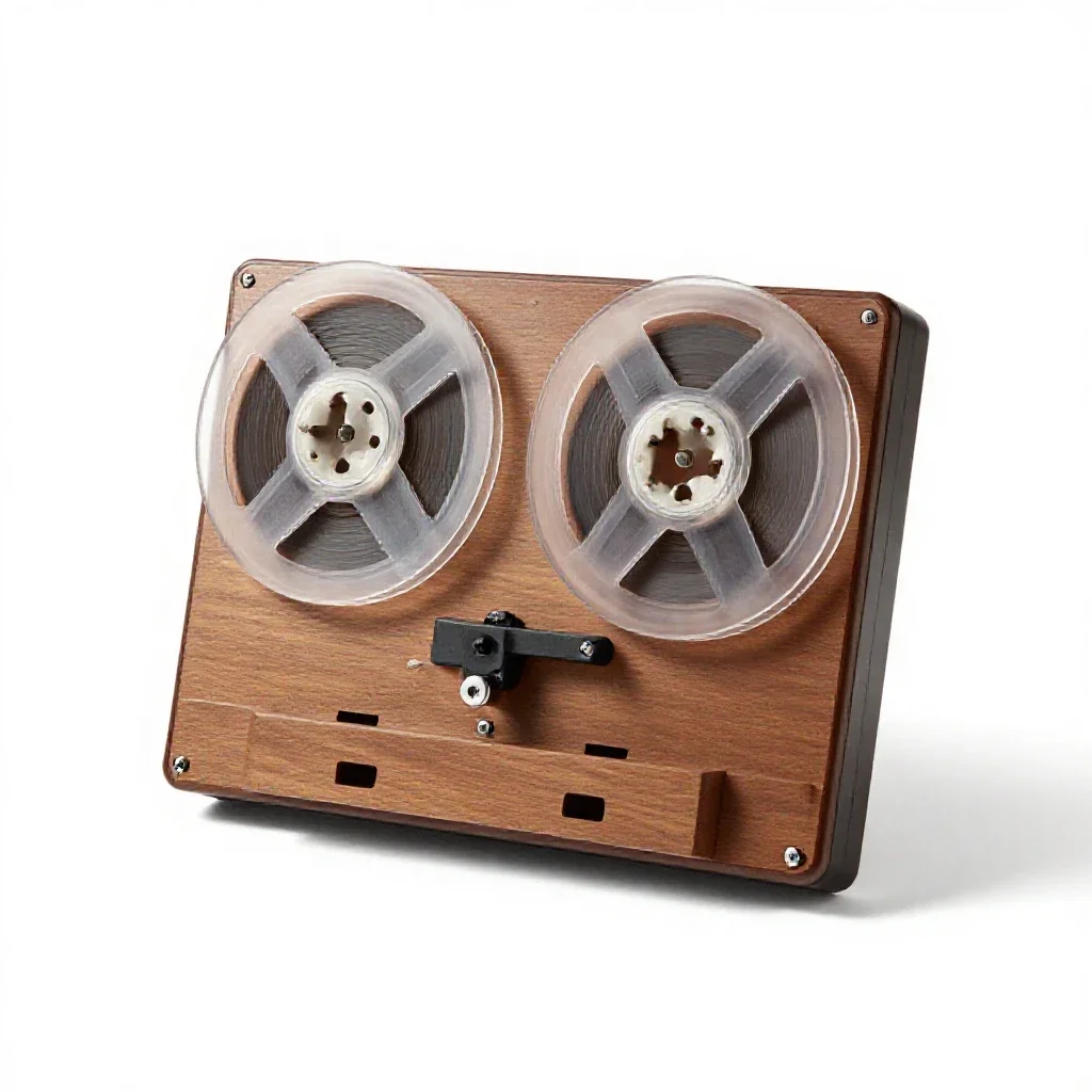 Reel-to-reel tape deck isolated on a white background