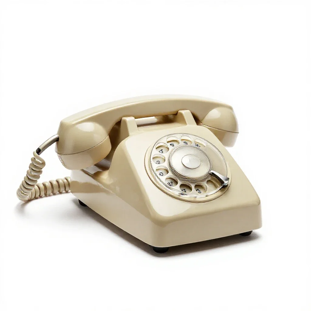 Rotary dial telephone isolated on a white background