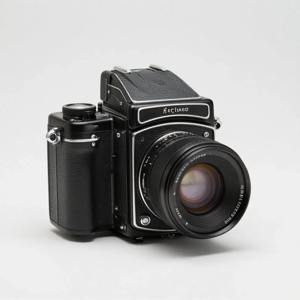 Twin-lens reflex camera isolated on a white background