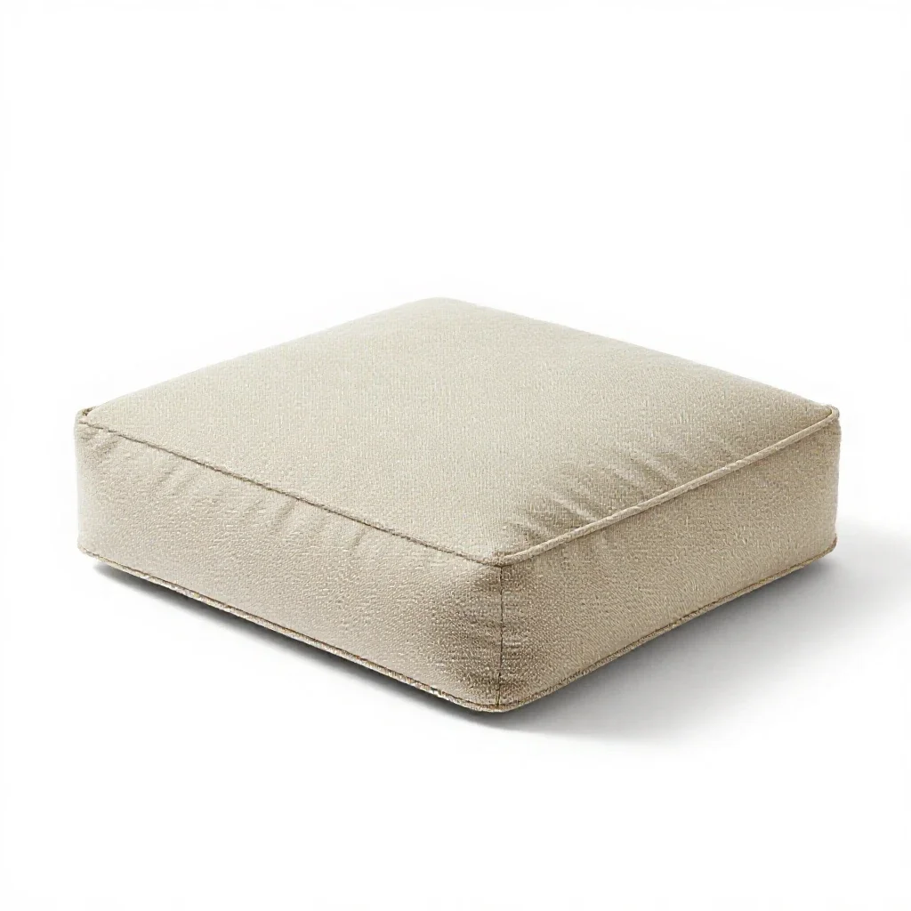 Boucle floor cushion isolated on a white background