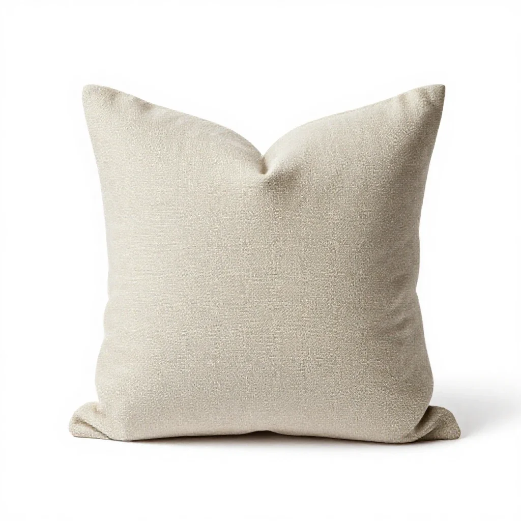 Linen cushion with a knife edge isolated on a white background