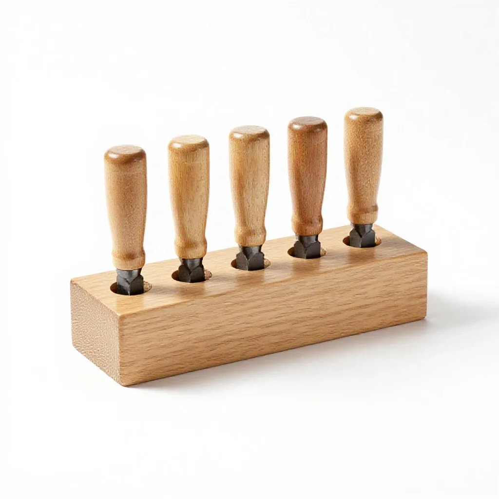 Wood chisel set isolated on a white background