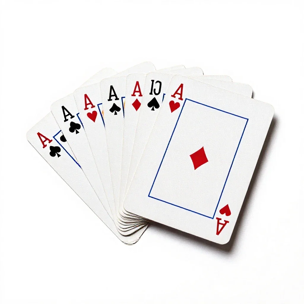 Deck of playing cards fanned out isolated on a white background