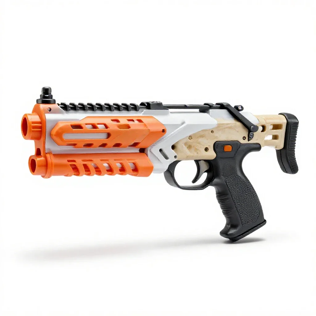 Nerf-style blaster isolated on a white background
