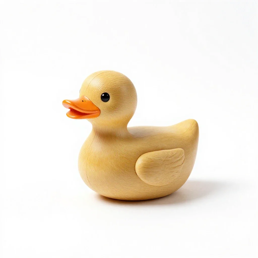 Pull-along duck toy isolated on a white background