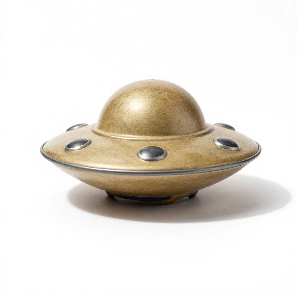 Tin ufo toy isolated on a white background