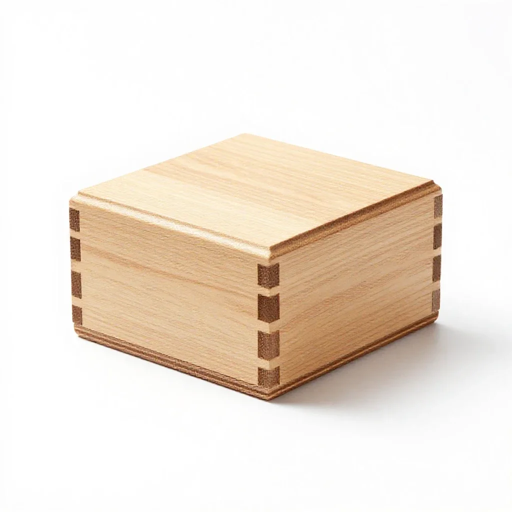 Wooden puzzle box isolated on a white background