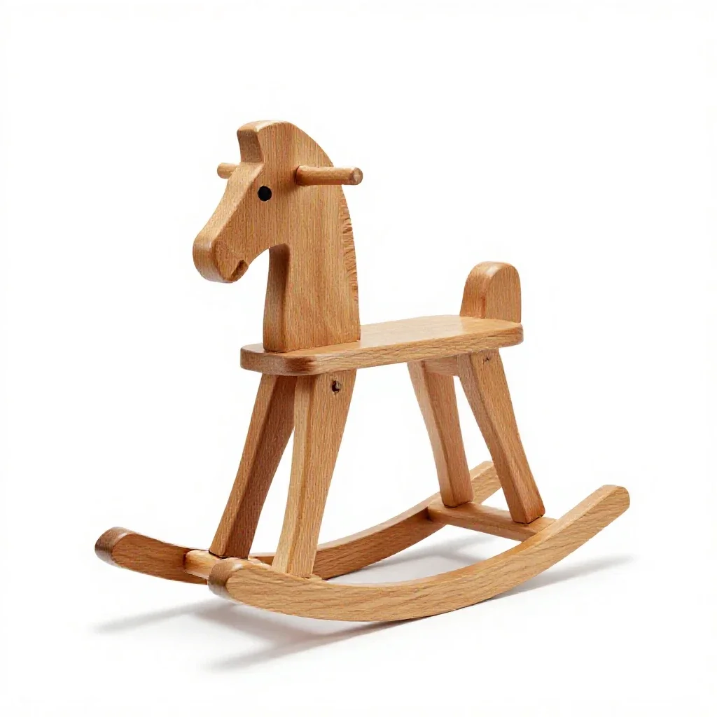 Wooden rocking horse isolated on a white background