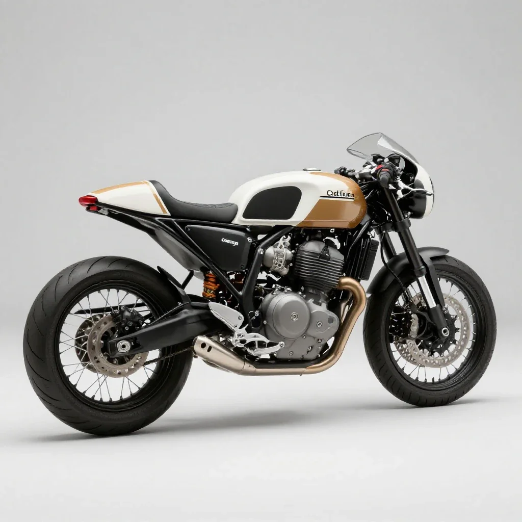 Cafe racer motorcycle isolated on a white background