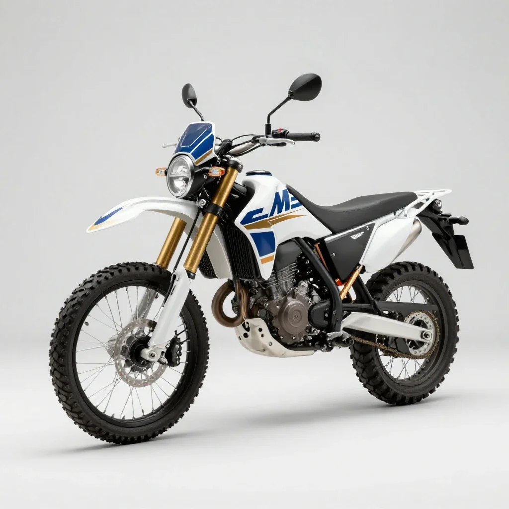 Adventure motorcycle isolated on a white background