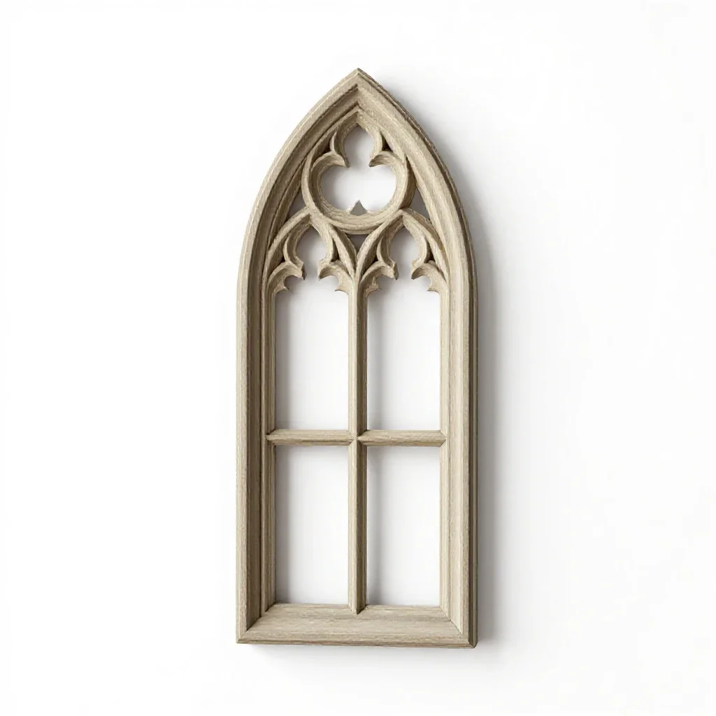 Gothic window tracery panel isolated on a white background
