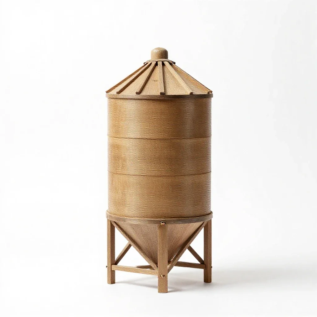 Grain silo model isolated on a white background