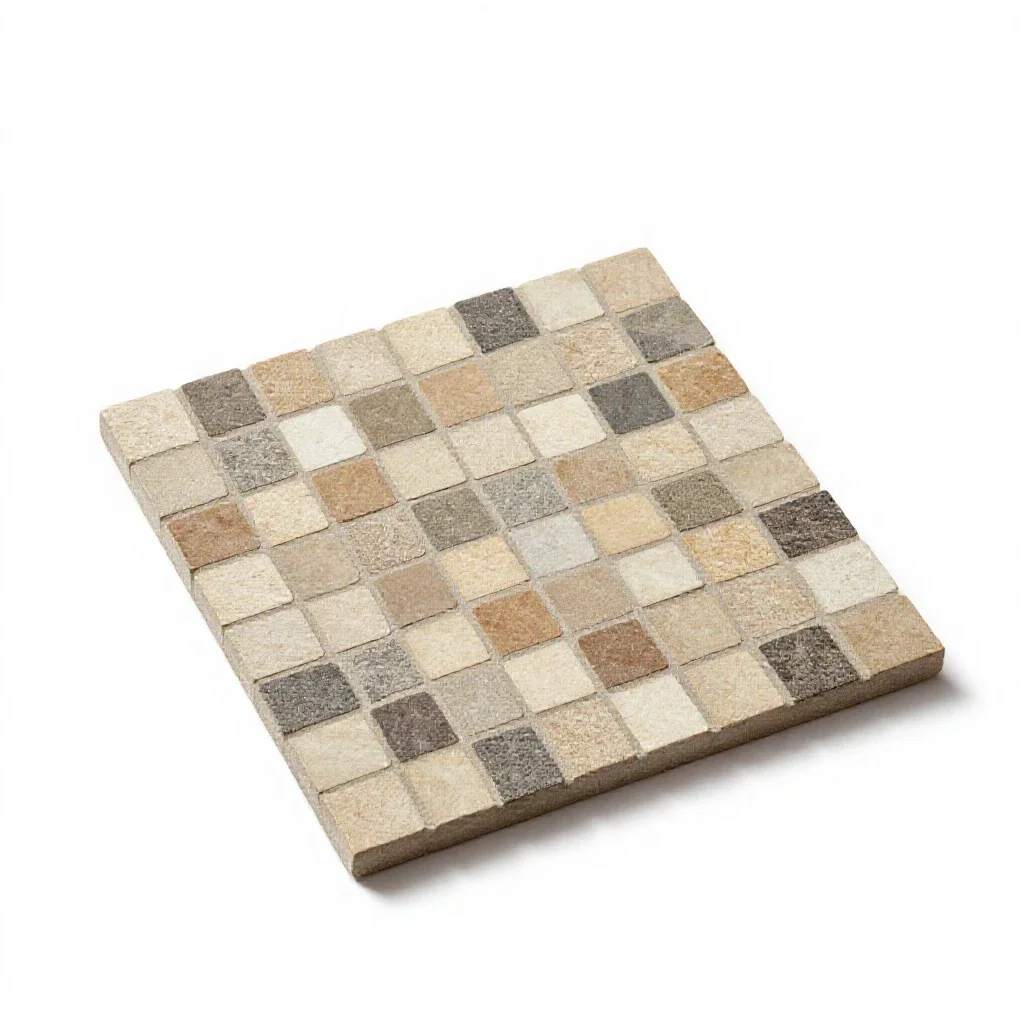 Mosaic floor tile section isolated on a white background