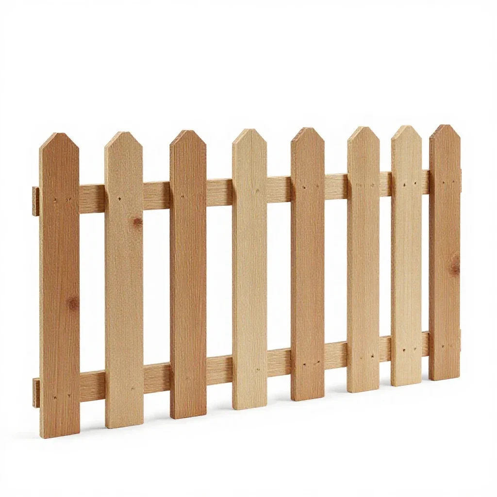 Picket fence section isolated on a white background