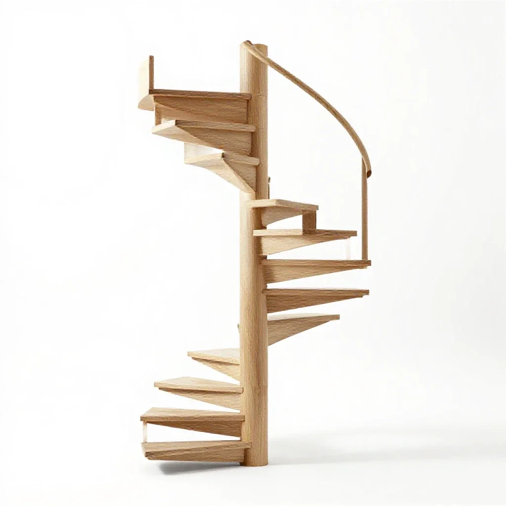 Spiral staircase segment isolated on a white background