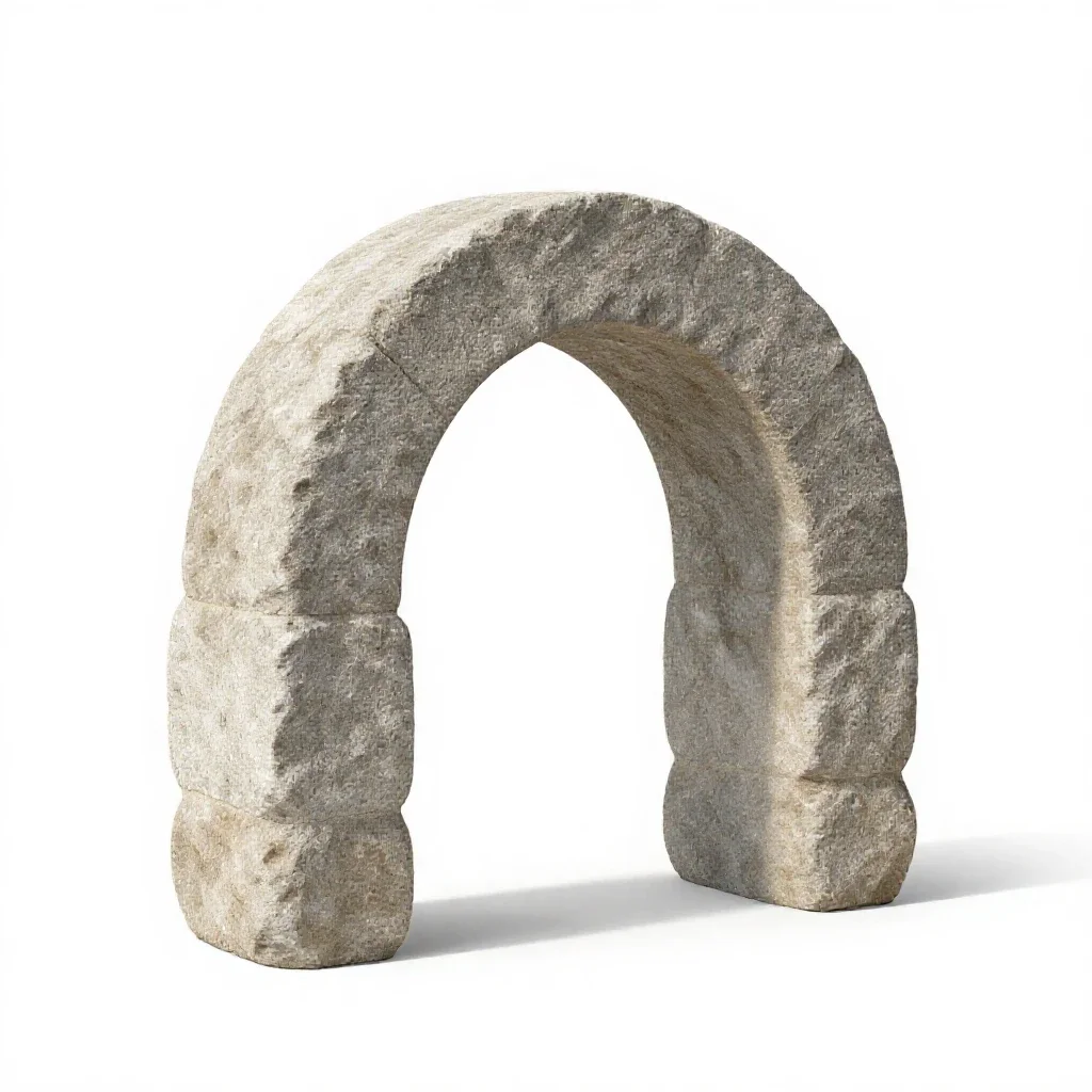 Stone arch keystone isolated on a white background