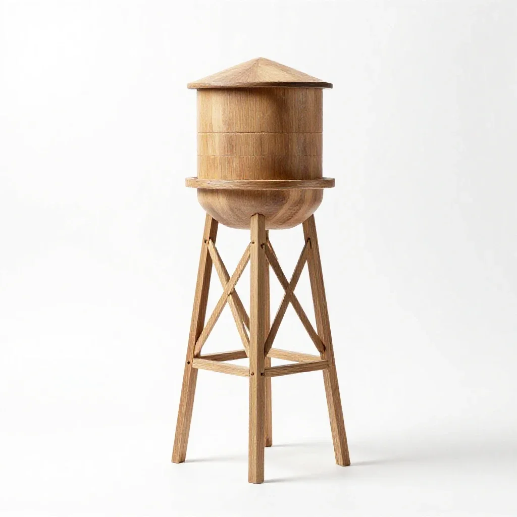 Water tower model isolated on a white background