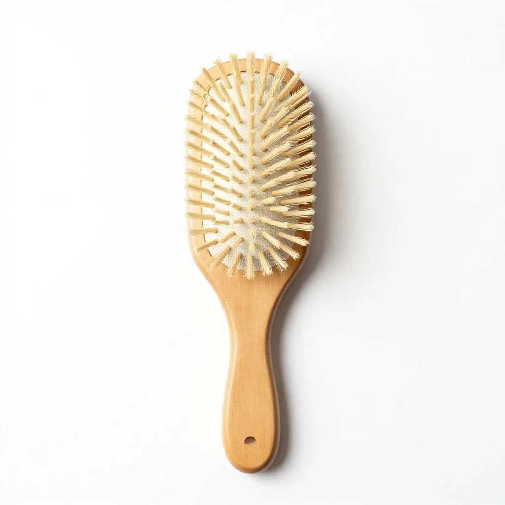 Boar bristle hairbrush isolated on a white background