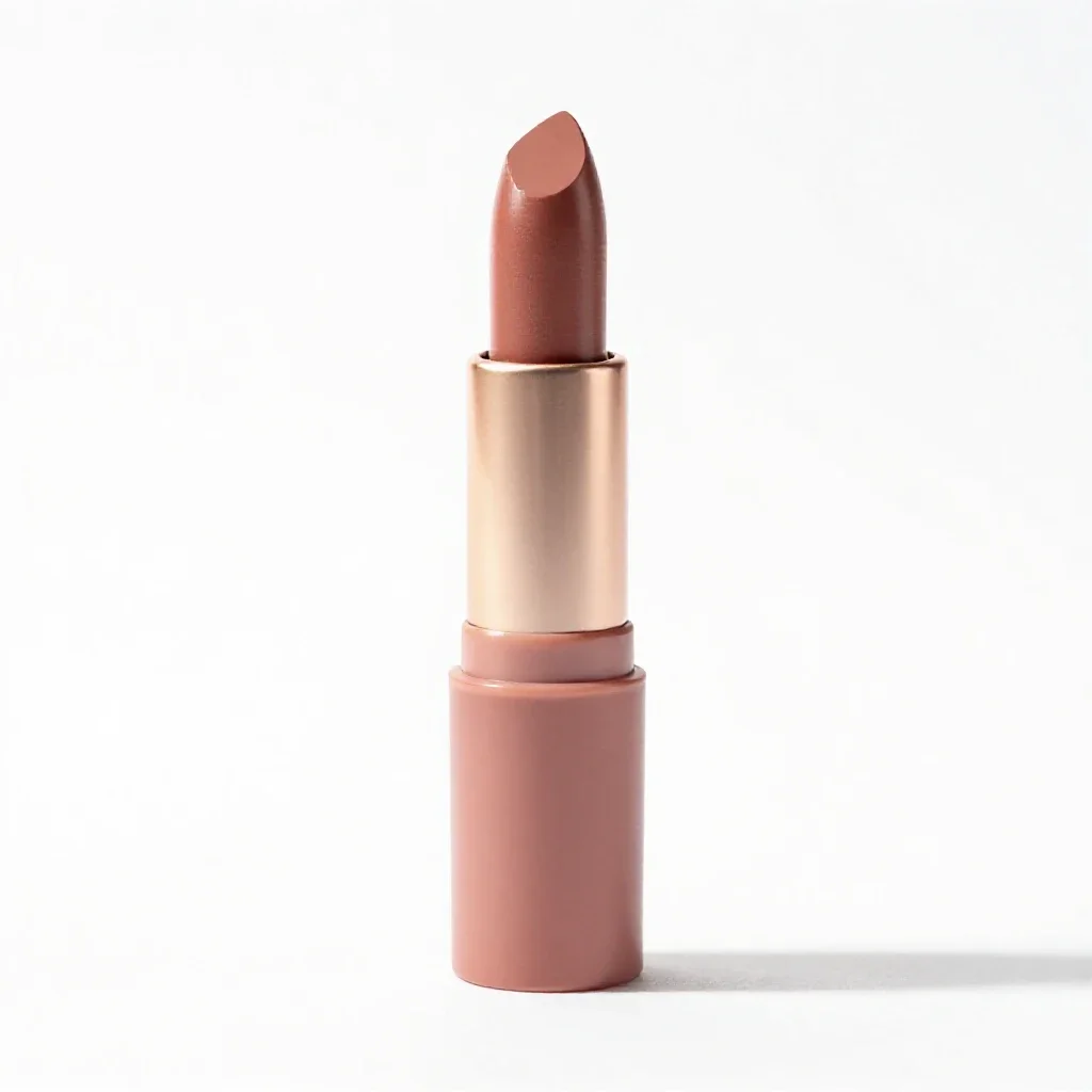 Lipstick tube uncapped isolated on a white background