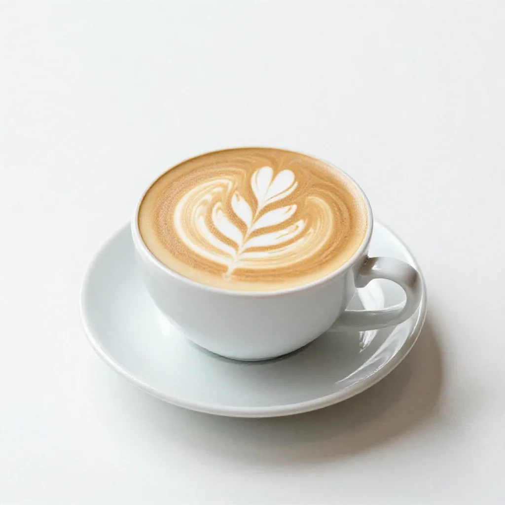 Flat white with latte art isolated on a white background