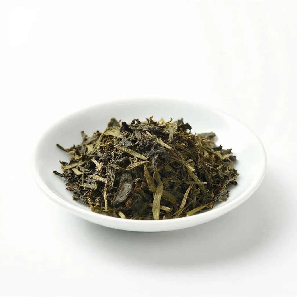Genmaicha in a kyusu isolated on a white background