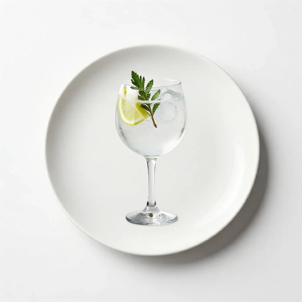 Gin and tonic with botanicals isolated on a white background
