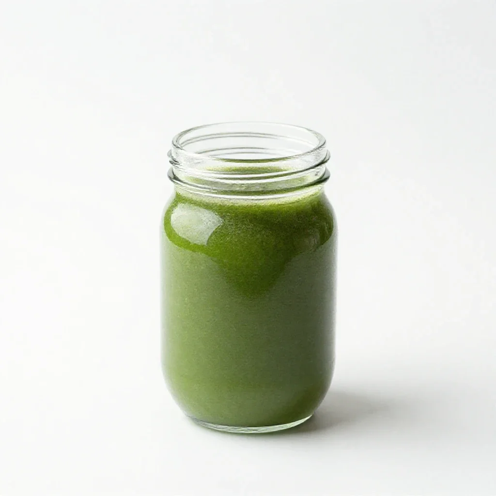 Green smoothie in a jar isolated on a white background