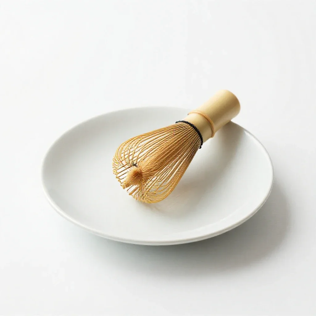Matcha whisked in a chawan isolated on a white background