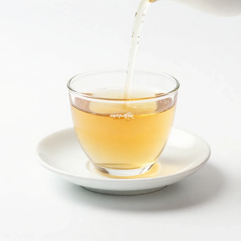 Mint tea poured from height isolated on a white background