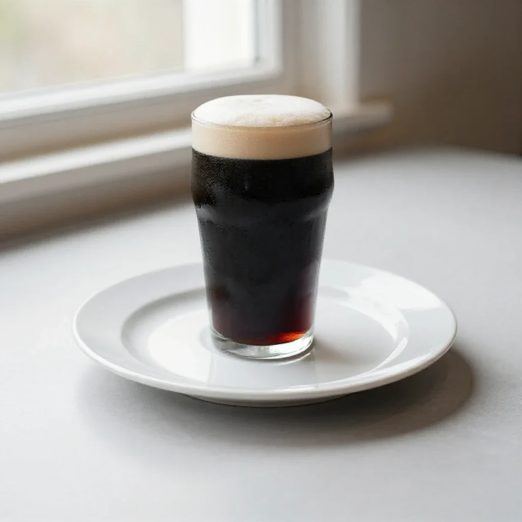 Pint of stout settling isolated on a white background