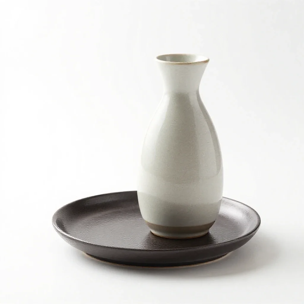 Sake set with a tokkuri isolated on a white background