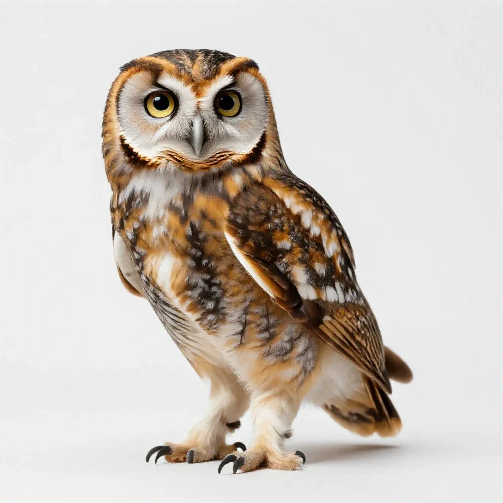 Morepork owl isolated on a white background