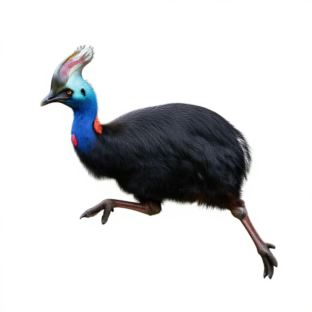 Pukeko mid-stride isolated on a white background