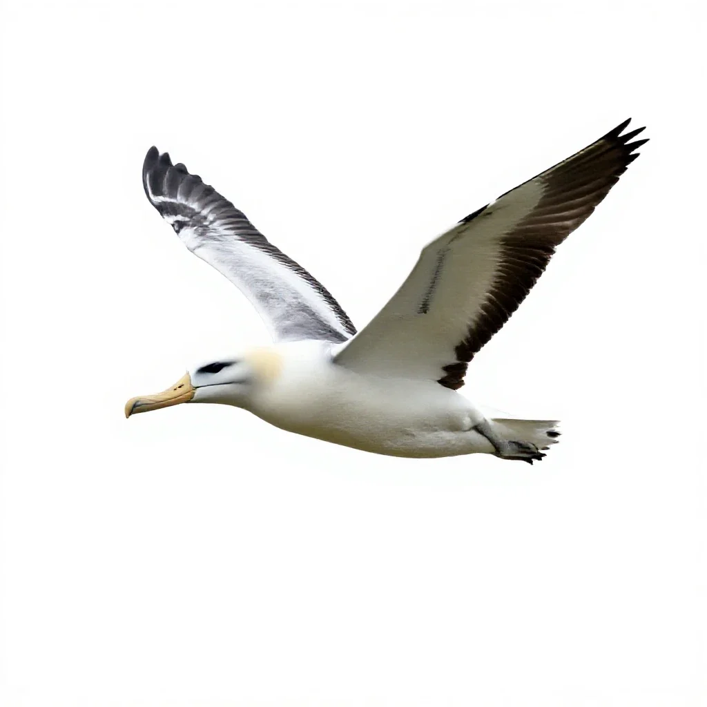 Royal albatross gliding isolated on a white background